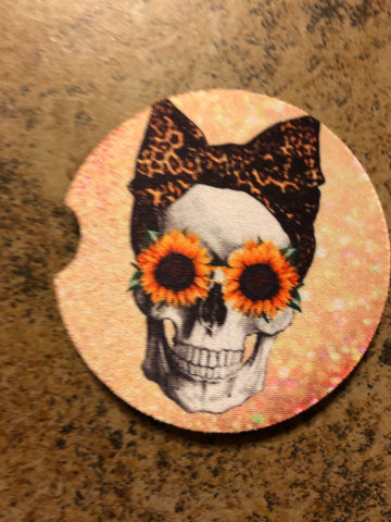 Daisy Skull Car Coasters