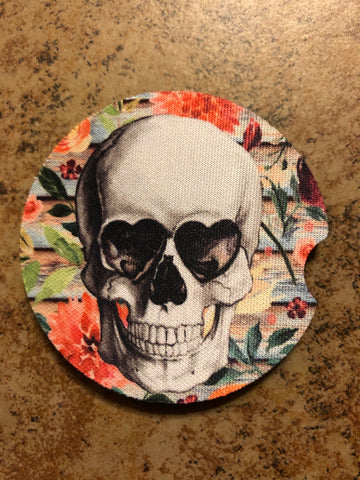 Flower Skull Car Coasters