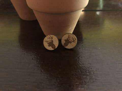 Wood Deer Earrings